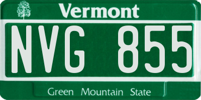 VT license plate NVG855