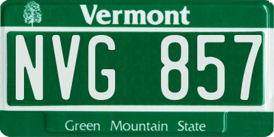 VT license plate NVG857