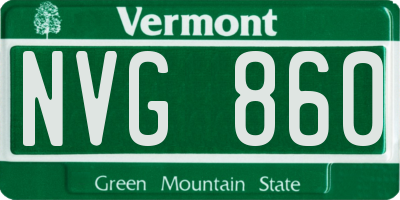 VT license plate NVG860