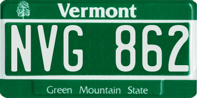 VT license plate NVG862