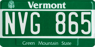 VT license plate NVG865