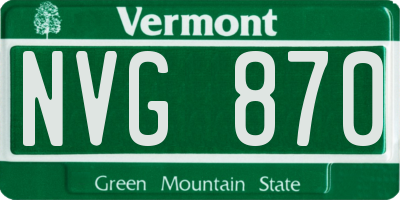 VT license plate NVG870