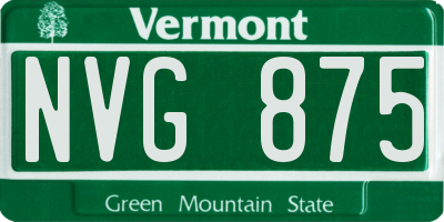VT license plate NVG875
