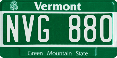 VT license plate NVG880