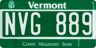 VT license plate NVG889