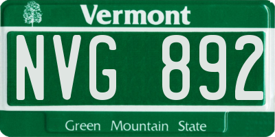 VT license plate NVG892