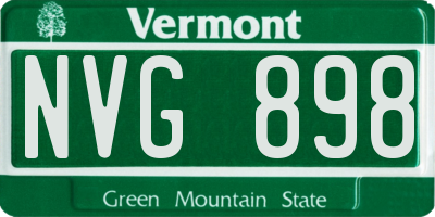 VT license plate NVG898