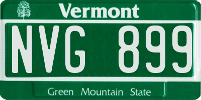 VT license plate NVG899