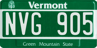 VT license plate NVG905