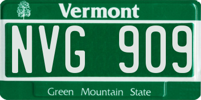VT license plate NVG909