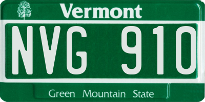 VT license plate NVG910