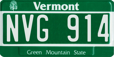 VT license plate NVG914