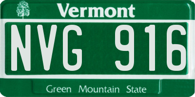 VT license plate NVG916