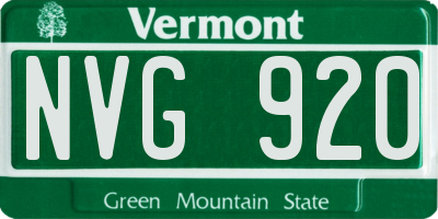 VT license plate NVG920