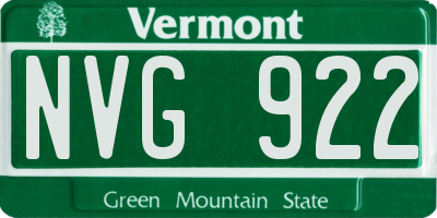 VT license plate NVG922