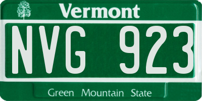 VT license plate NVG923
