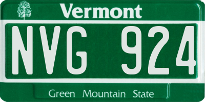 VT license plate NVG924