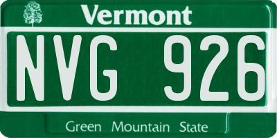 VT license plate NVG926