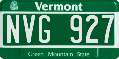 VT license plate NVG927