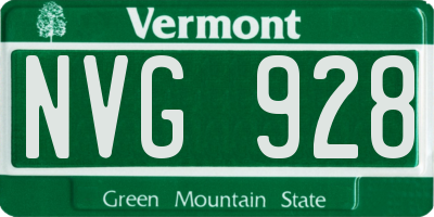 VT license plate NVG928