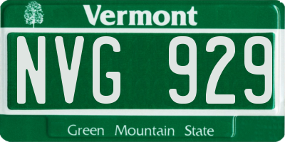 VT license plate NVG929