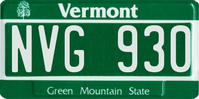 VT license plate NVG930