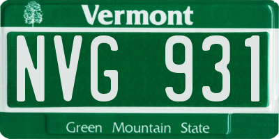 VT license plate NVG931