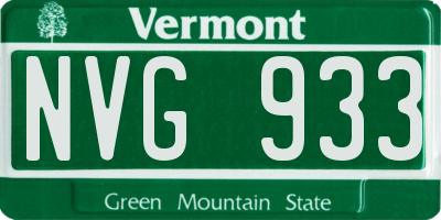 VT license plate NVG933