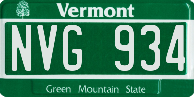 VT license plate NVG934