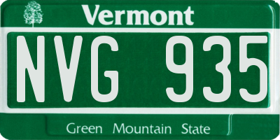 VT license plate NVG935