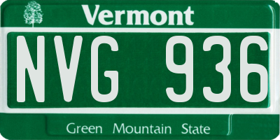 VT license plate NVG936