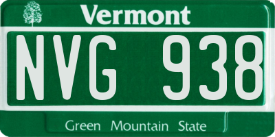 VT license plate NVG938