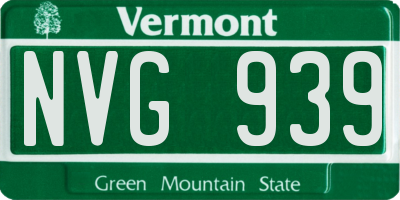 VT license plate NVG939