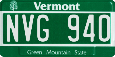 VT license plate NVG940