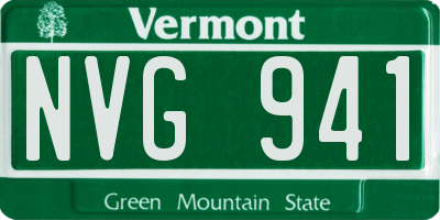 VT license plate NVG941