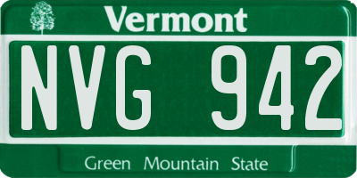 VT license plate NVG942