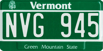 VT license plate NVG945