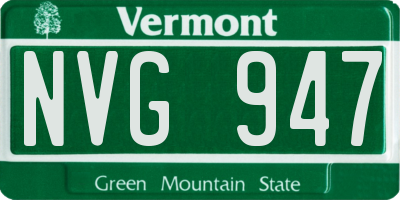 VT license plate NVG947