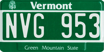 VT license plate NVG953