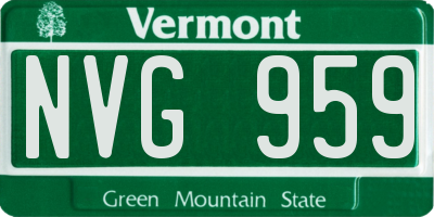 VT license plate NVG959