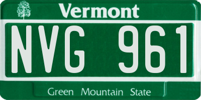 VT license plate NVG961