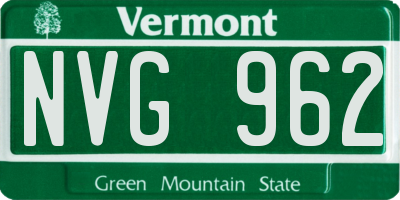 VT license plate NVG962