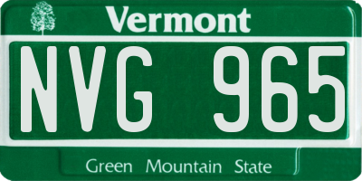 VT license plate NVG965