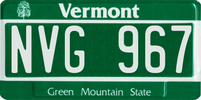 VT license plate NVG967