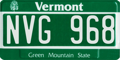 VT license plate NVG968