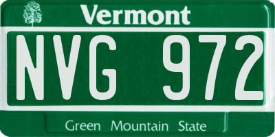 VT license plate NVG972