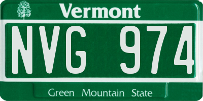 VT license plate NVG974