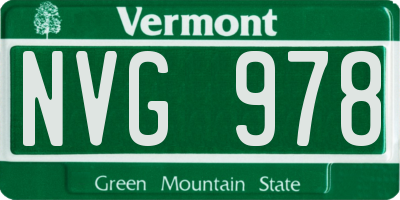 VT license plate NVG978