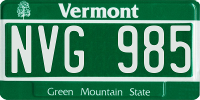 VT license plate NVG985