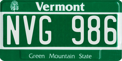 VT license plate NVG986
